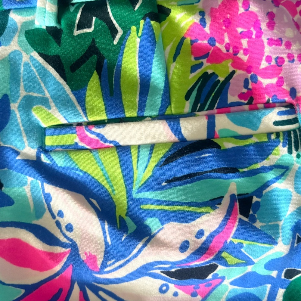 Lilly Pulitzer Cropped Floral pants in Blue, Pink & Green size 8 EUC - Picture 5 of 5